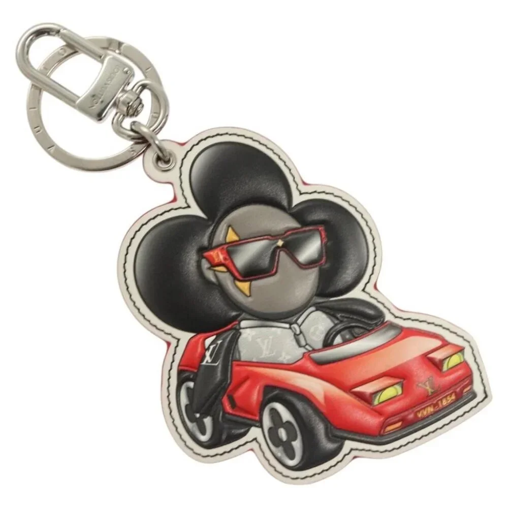 LOUIS VUITTON Sporty Car Vivienne Key Ring Leather Black M00960 LV Auth 128266 - Picture 4 of 6